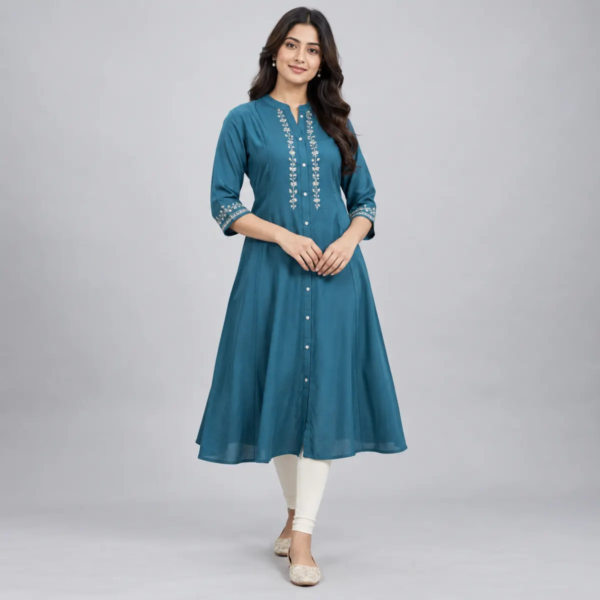 Teal A-Line Tunic Kurti