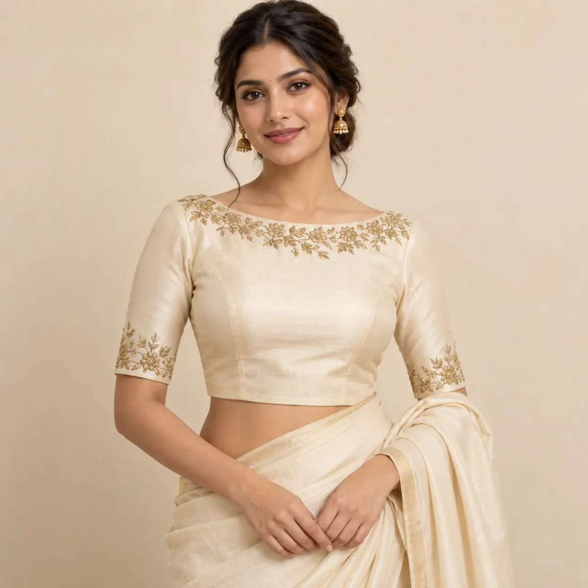 Designer Boat Neck Blouse