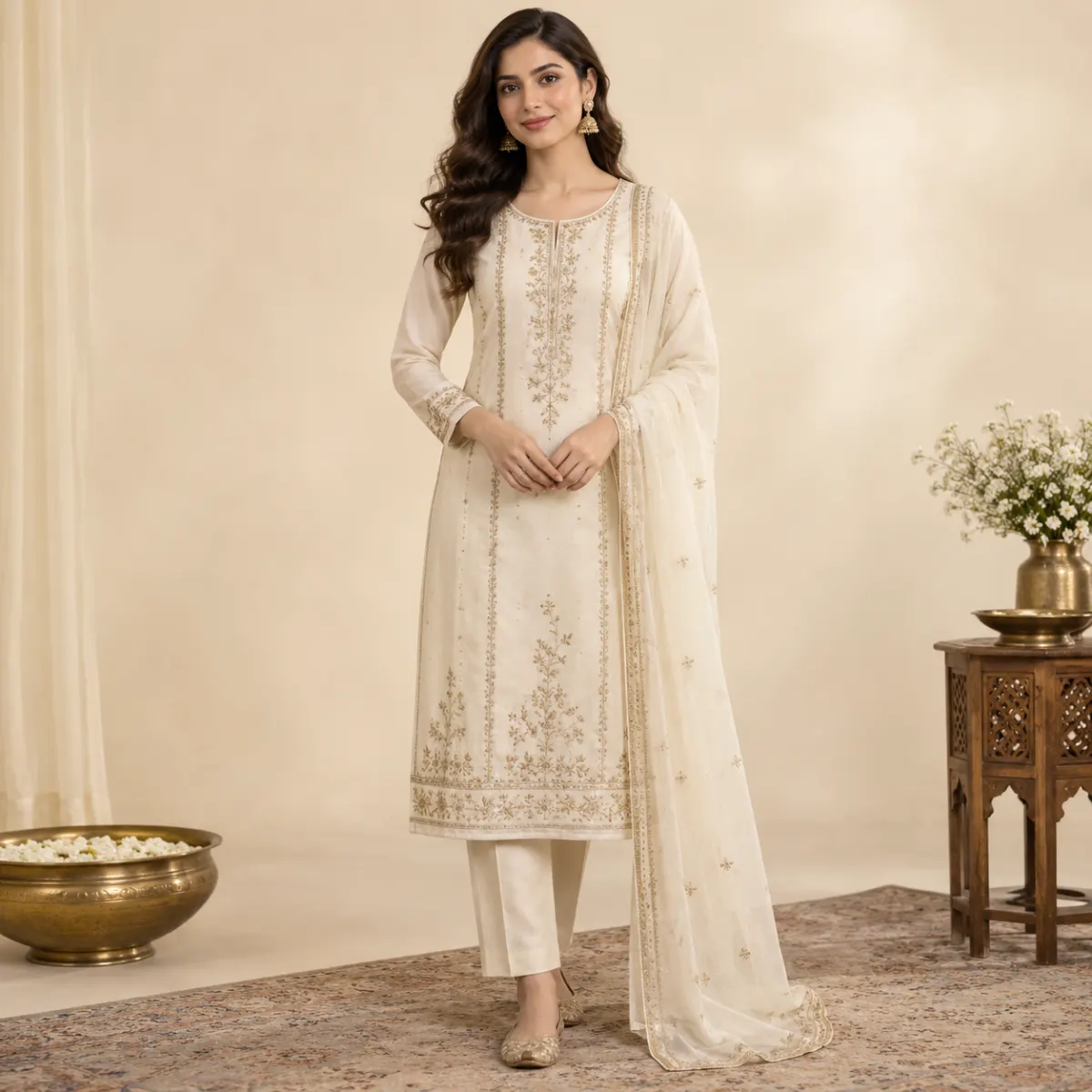 Cotton Three Piece with Dupatta