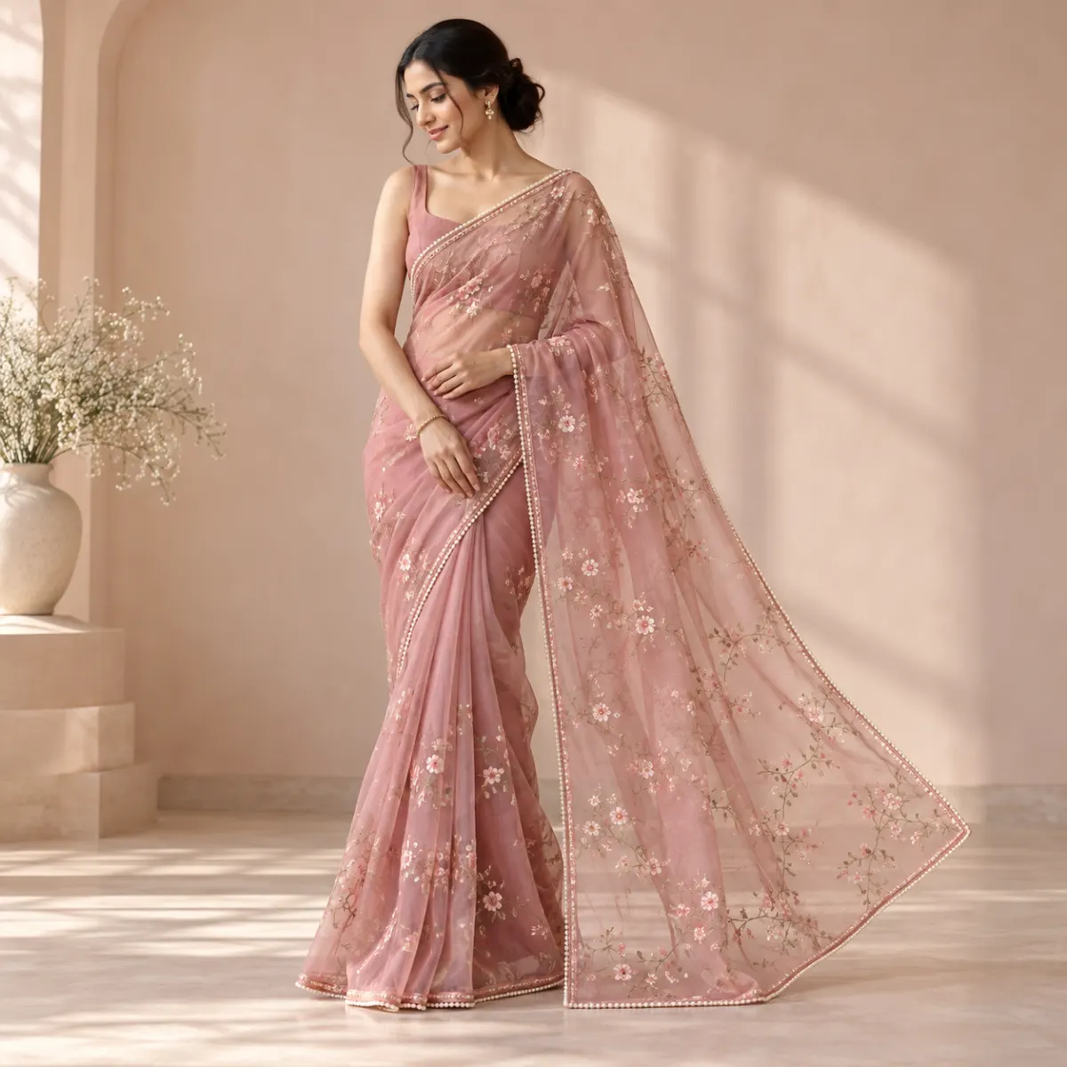 Blush Organza Party Saree