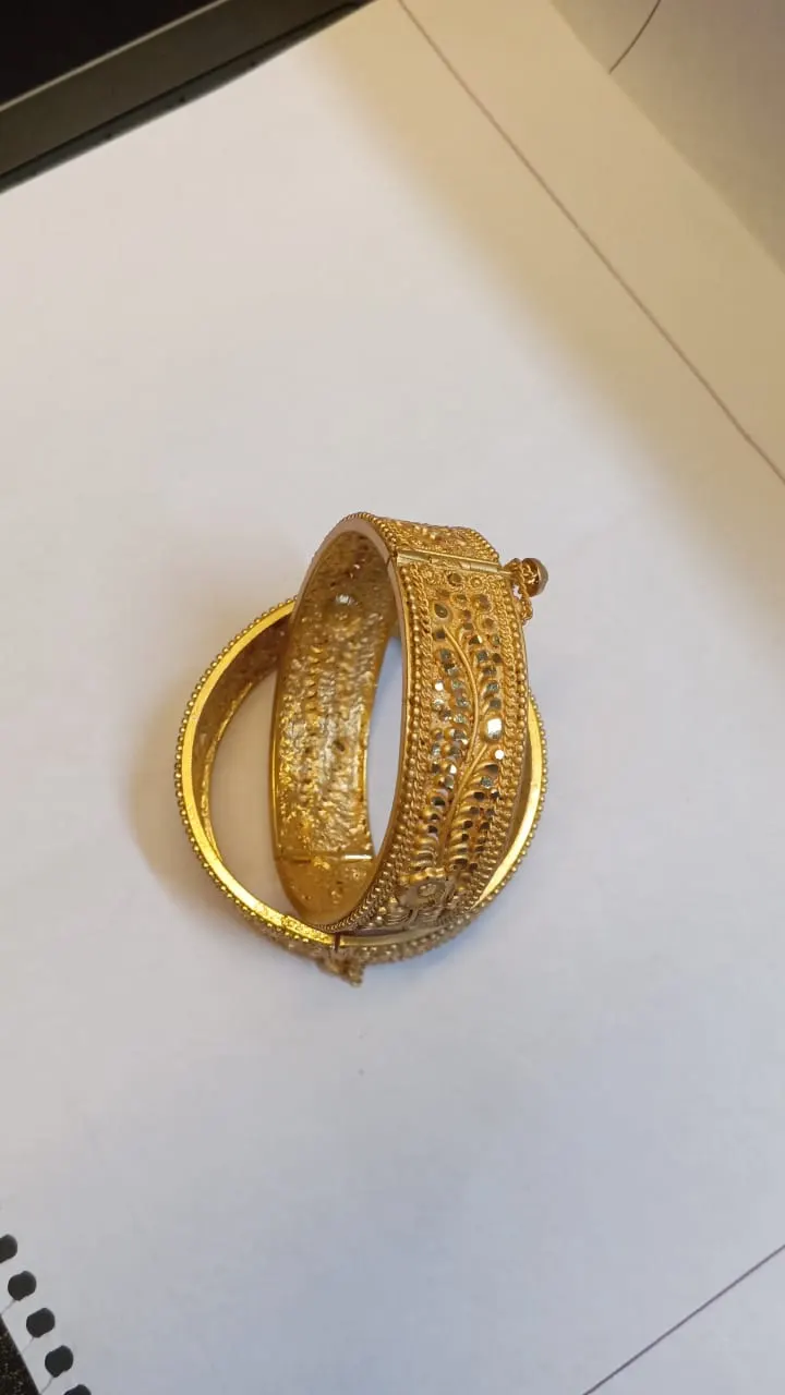 Gold Patterned Bangle Pair